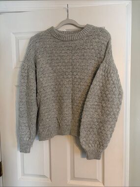 a new day Light Gray Textured Crewneck Sweater